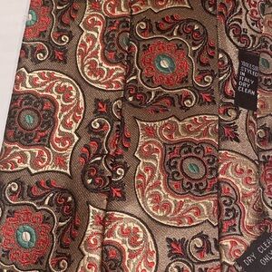 VERSE 9 GEOMETRIC BROWN GOLD SILK MEN'S TIE 58” Long 100% Silk